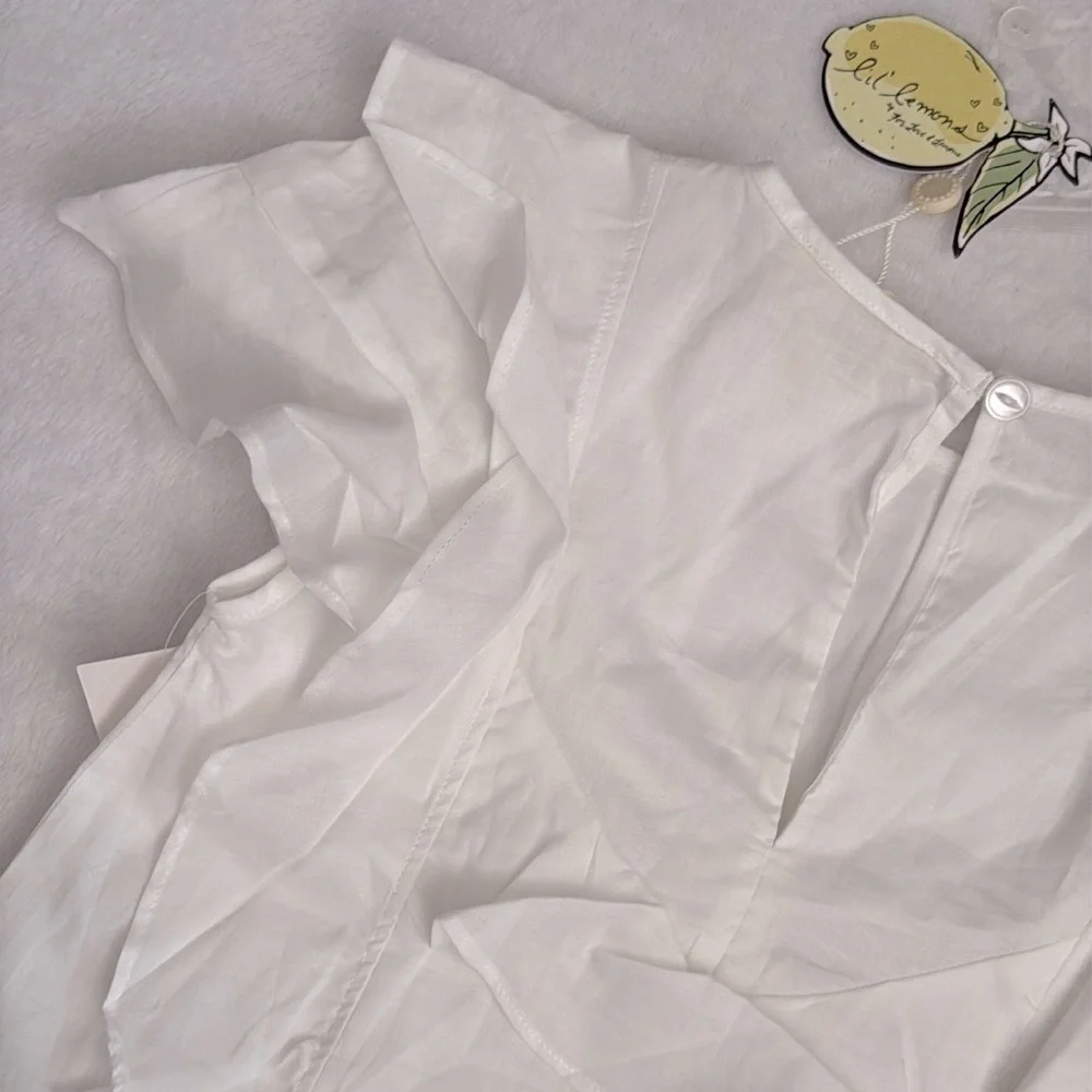 {NWT} Lil' Lemons by For Love and Lemons | Organic Cotton Ruffle Top White (4T) - Picture 10 of 14